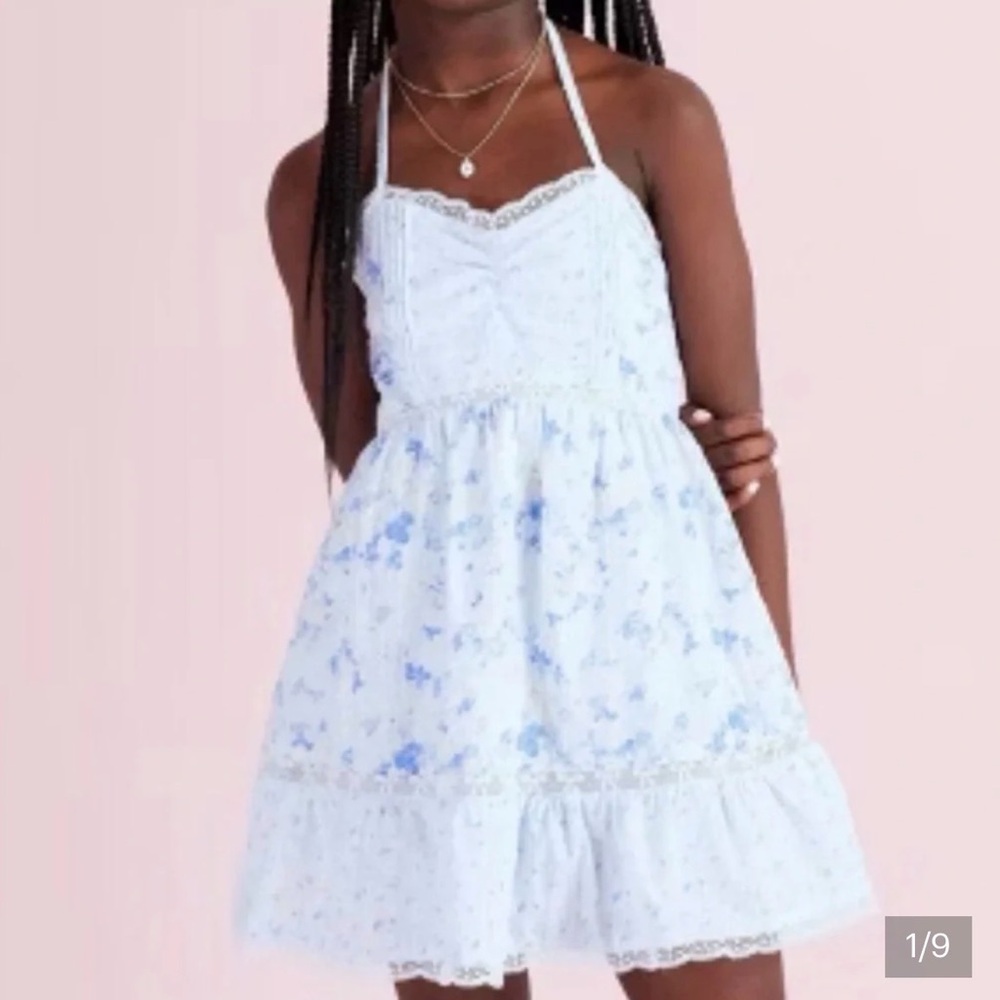 Girls' Light Blue Floral Halter Dress - Loveshackfancy x Target